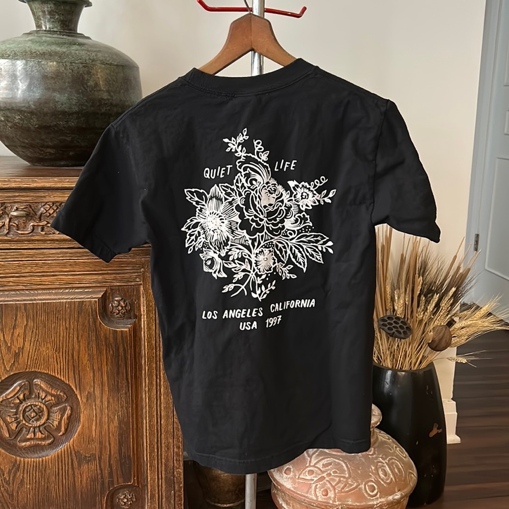 1997 Quiet Life Los Angeles Black Graphic Floral T-Shirt